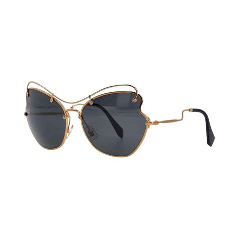 miu miu smu56r|Miu Miu 61mm gold brown Aviator Swirl Butterfly sunglasses. MU .